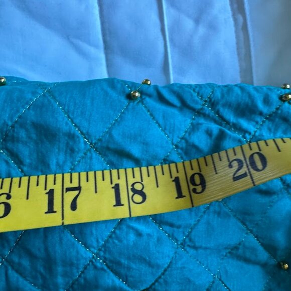 Vintage 1980’s EVR 100% Silk Bomber Jacket, Teal w/ Gold Beads, Lined, Size XL - Picture 4 of 9